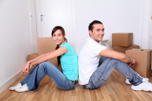 Packed furniture ready for short-term storage in Northwood